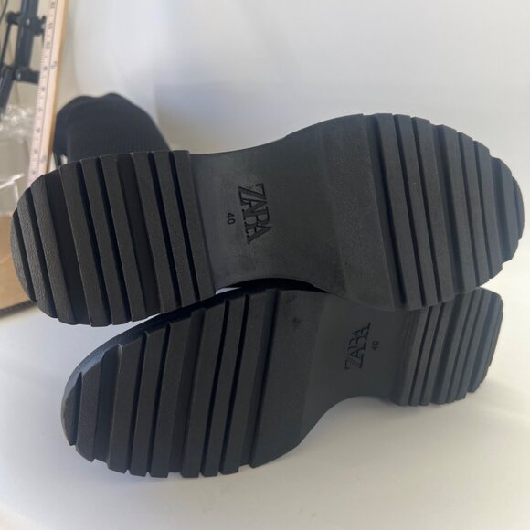 Zara Black Knitted Over the Knee Boots  Size 40 US9.5 - Picture 5 of 10